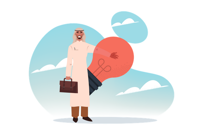 Arabic businessman with idea  Illustration