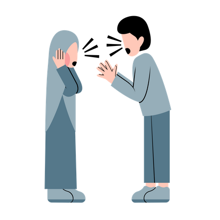 Arabic Couple Fighting  Illustration