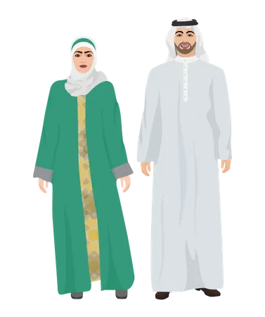 Arabic couple in traditional outfit  Illustration