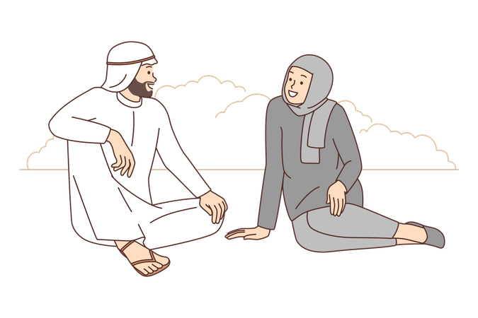 Arabic couple talking together  Illustration