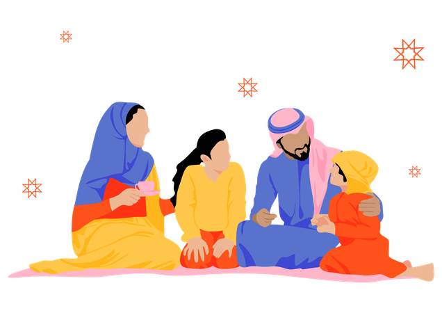 Arabic Family spending time together  Illustration