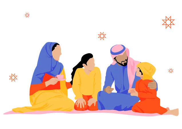 Arabic Family spending time together  Illustration