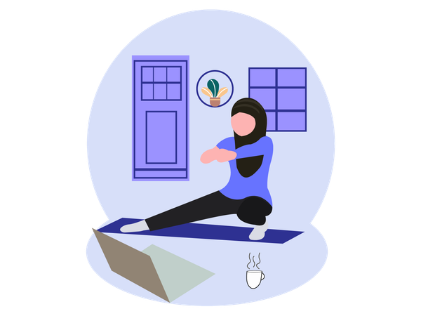 Arabic Girl doing home workout  Illustration