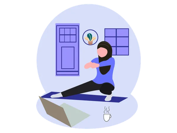 Arabic Girl doing home workout  Illustration