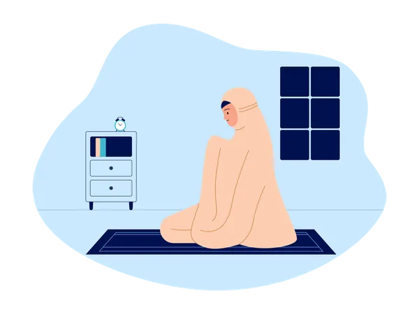 Arabic girl doing praying  Illustration