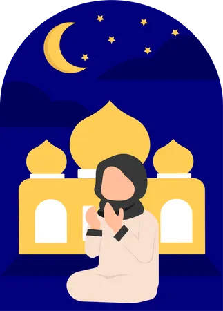Arabic girl going prayer  Illustration