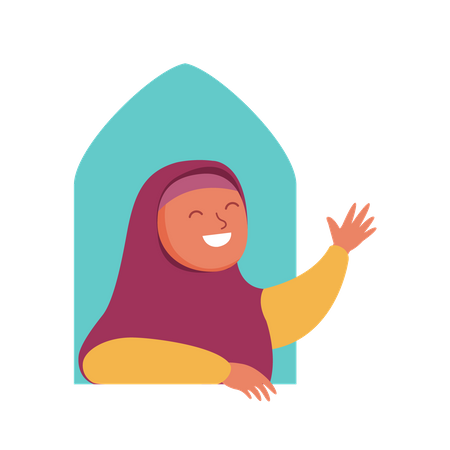Arabic girl in window  Illustration