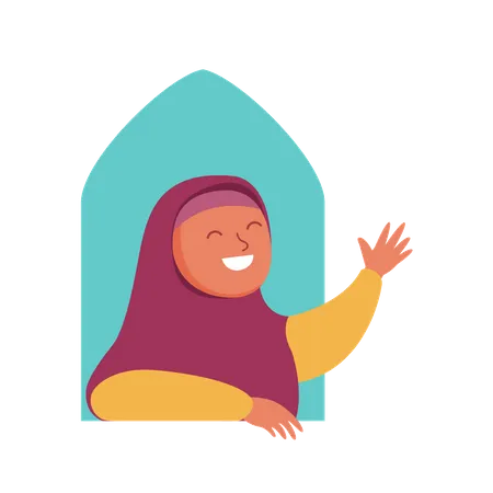 Arabic girl in window  Illustration