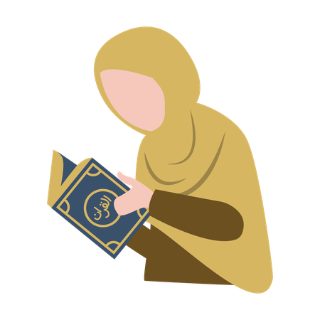 Arabic girl is reading quran  Illustration