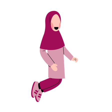 Arabic girl jumping Illustration