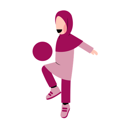 Arabic girl playing with ball Illustration