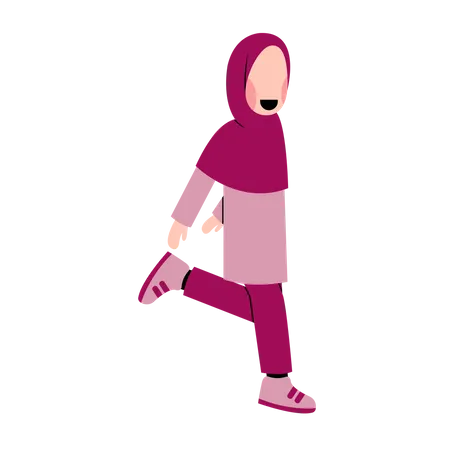 Arabic girl walking Illustration
