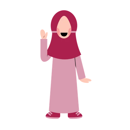 Arabic girl waving hand Illustration