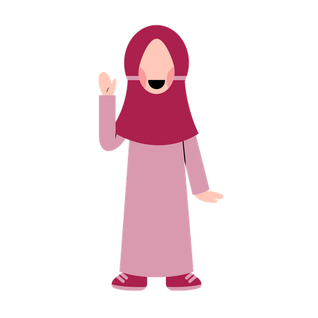 Arabic girl waving hand  Illustration