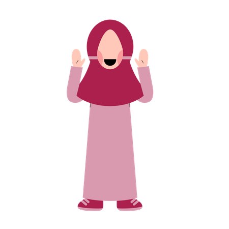 Arabic Kid Waving Hand  Illustration