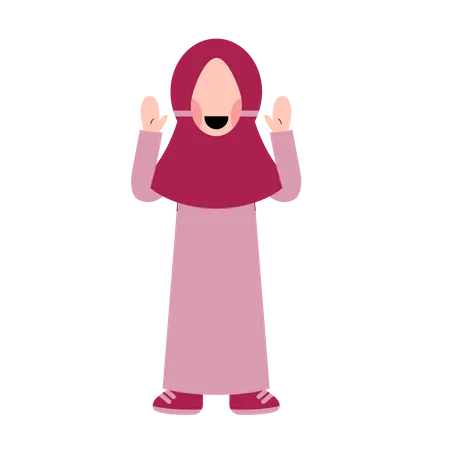 Arabic Kid Waving Hand  Illustration