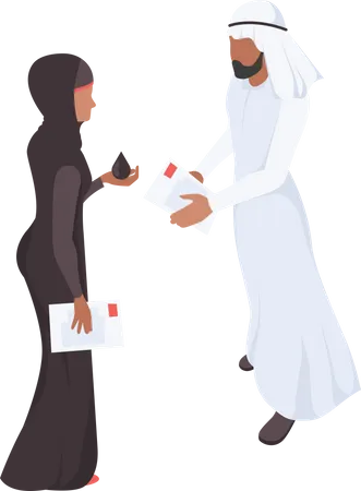 Arabic man and woman meeting Illustration