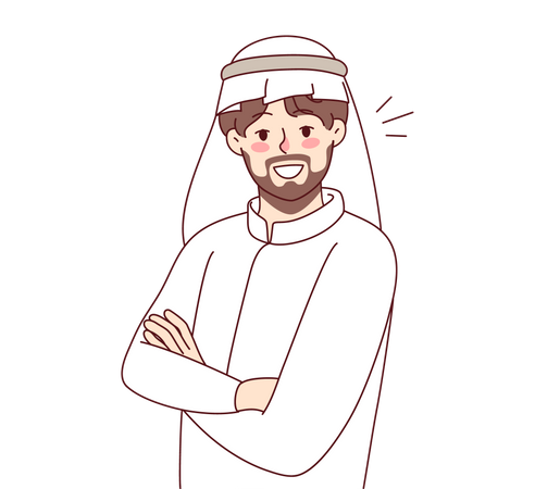 Arabic man giving standing pose  Illustration