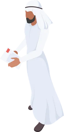 Arabic man holding document  Illustration