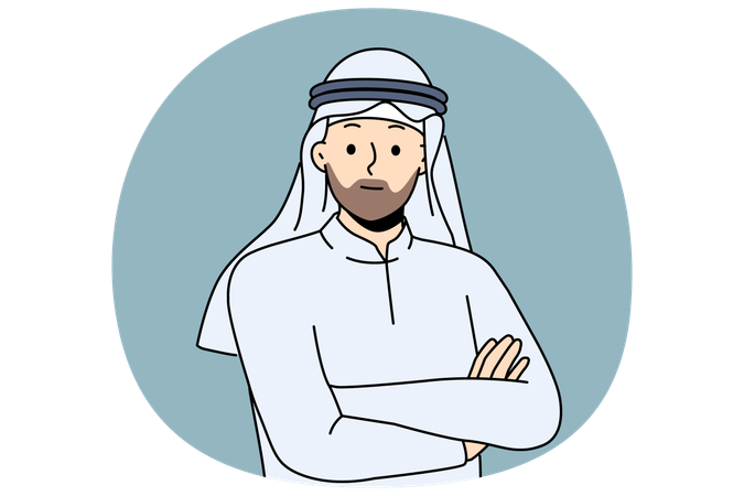 Arabic man in traditional national costume and headwear  Illustration
