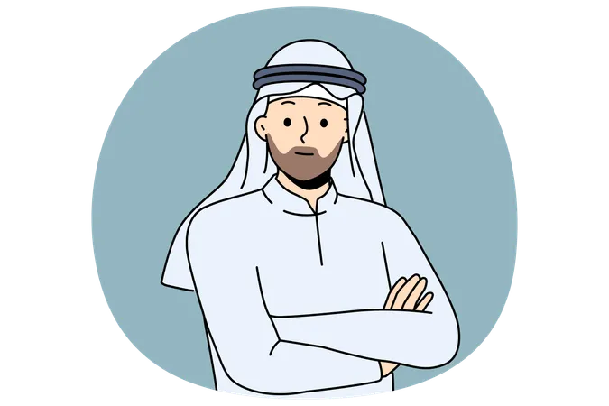 Arabic man in traditional national costume and headwear  Illustration