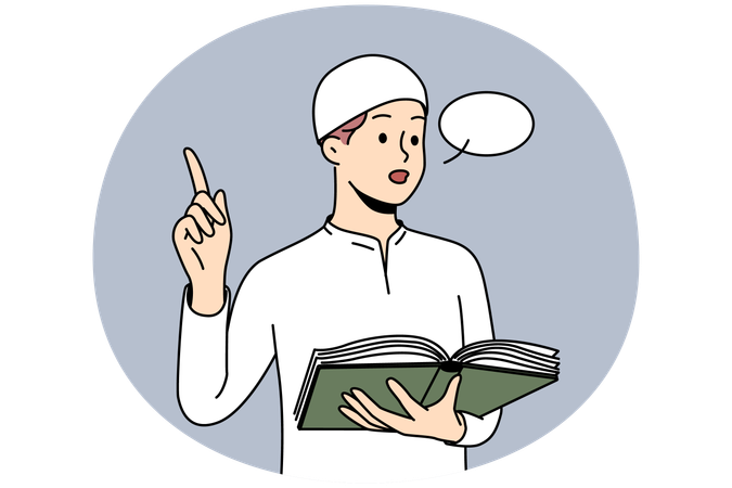 Arabic man reading from Koran  Illustration