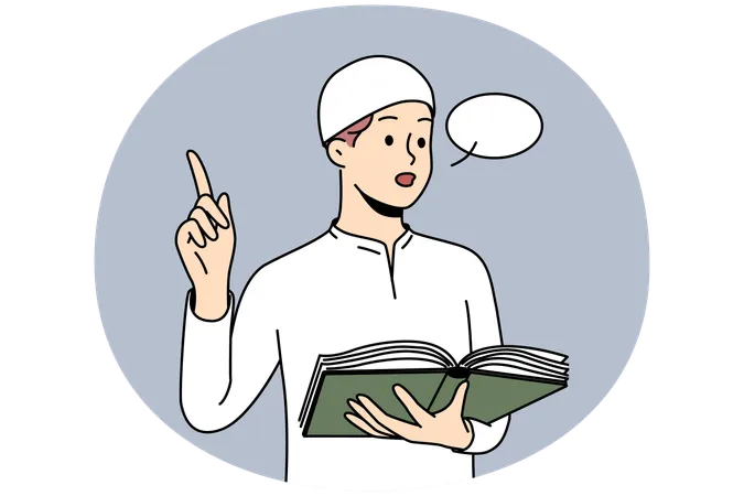 Arabic man reading from Koran  Illustration