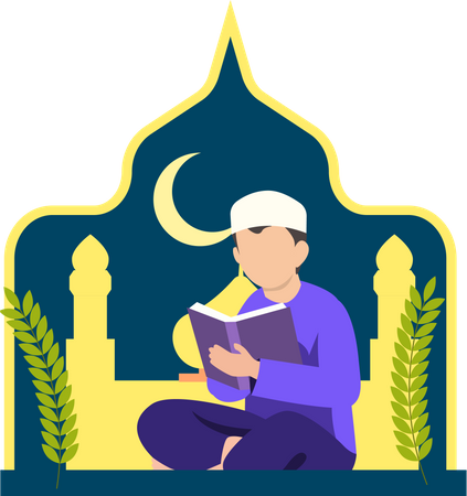Arabic man reading quran  Illustration