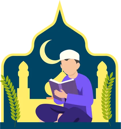 Arabic man reading quran  Illustration