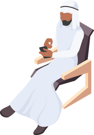 Arabic man using mobile  Illustration