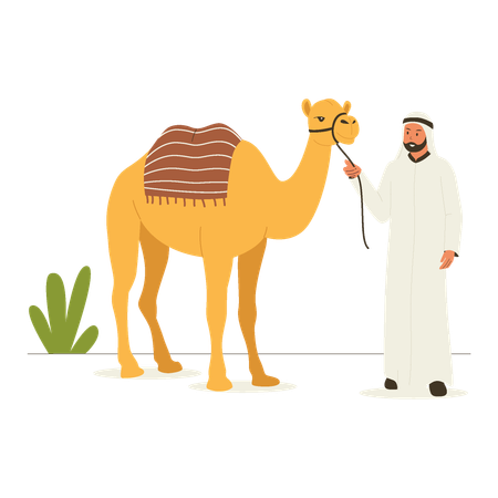 Arabic man with camel  Illustration