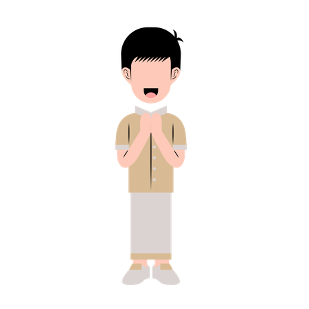 Arabic man With Eid Greeting Gesture  Illustration