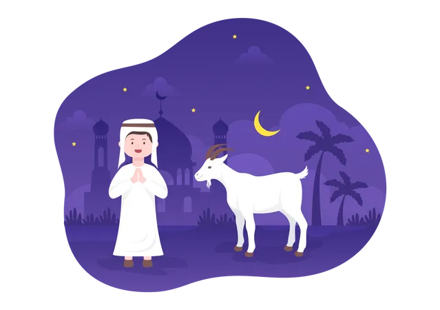 Arabic man with goat  Illustration