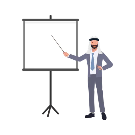 Arabic Manager Explaining Strategy with White Board  Illustration
