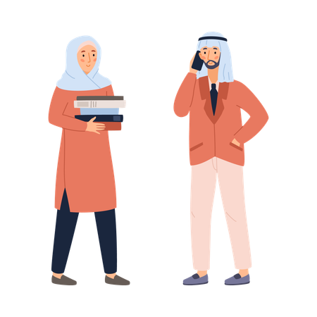 Arabic Muslim business people or office employees  Illustration