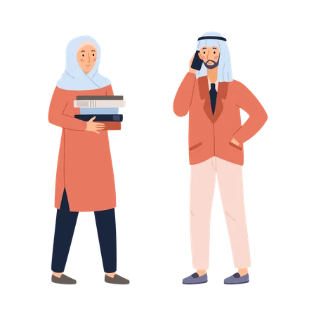 Arabic Muslim business people or office employees  Illustration