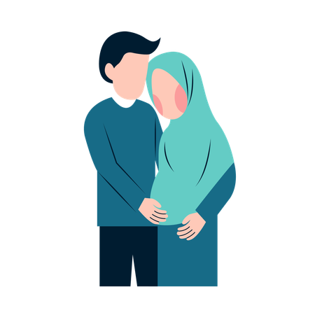 Arabic Pregnant Couple  Illustration