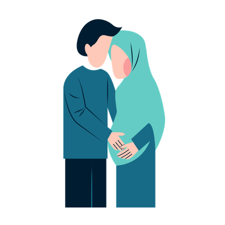 Arabic Pregnant Couple  Illustration