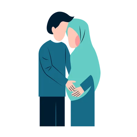 Arabic Pregnant Couple  Illustration