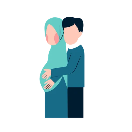 Arabic Pregnant Couple  Illustration