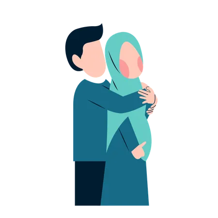 Arabic Pregnant Couple  Illustration