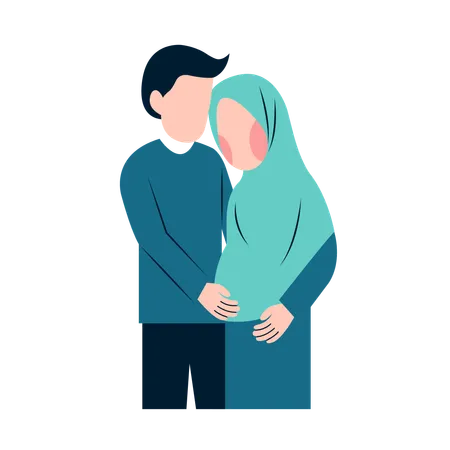 Arabic Pregnant Couple  Illustration