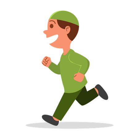 Arabic School Boy running  Illustration