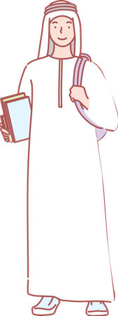 Arabic student with bag  Illustration