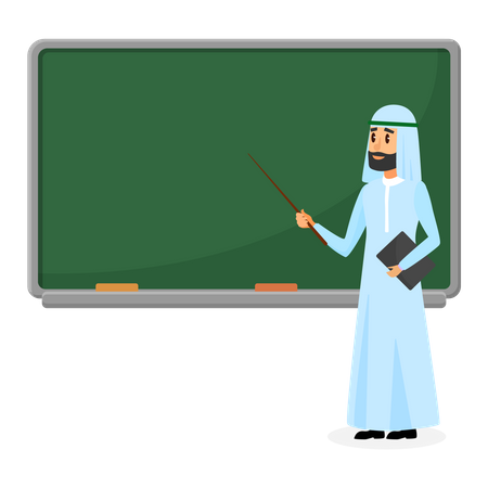 Arabic teacher teaching in class  Illustration