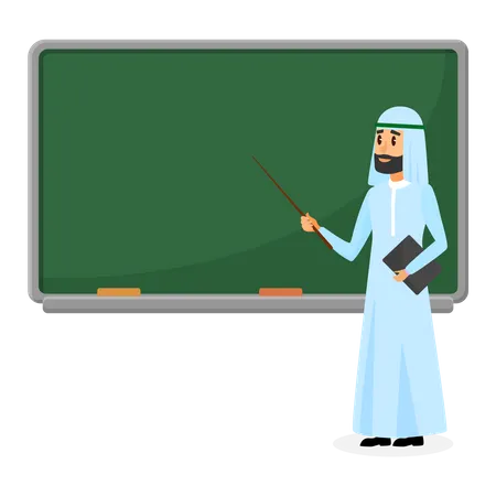 Arabic teacher teaching in class  イラスト