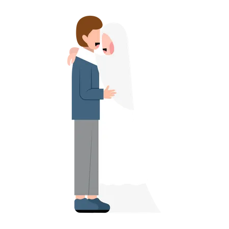 Arabic Wedding Couple hugging  Illustration