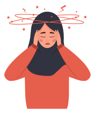 Arabic woman feeling clumsy due to anemia  Illustration