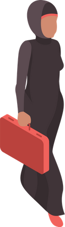 Arabic woman holding briefcase  Illustration