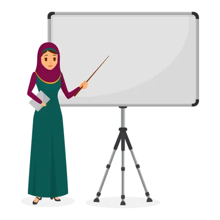 Arabic woman pointing on board  Illustration